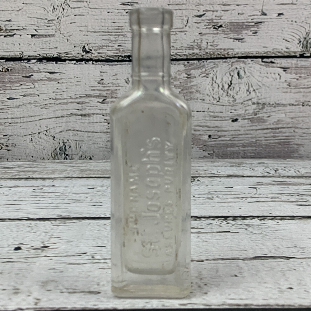 Vintage‎ St Joseph's Bottle, Assures Purity, Clear Glass Apothecary Medicine